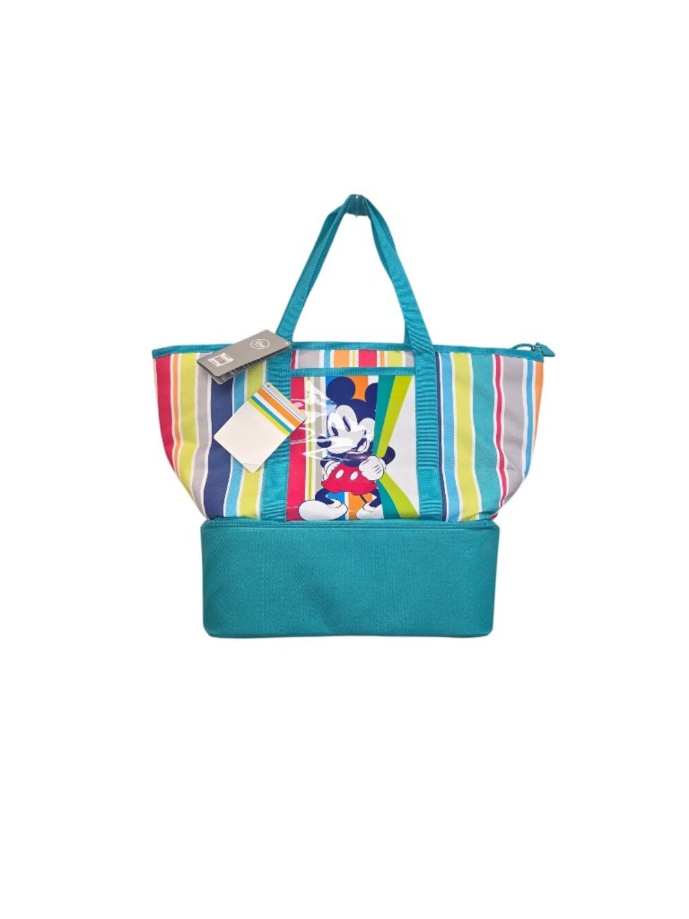 Disney Mickey Mouse Insulated Cooler Tot Striped Design Zipper Closure